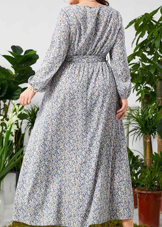 Beautiful O-Neck Cinched Print Long Dresses Fall