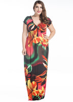 Beautiful Print Wrinkled Ice Silk Maxi Beach Dresses Summer