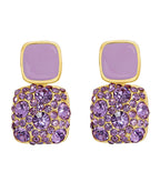 Beautiful Purple Metal Gem Stone Stud Earrings