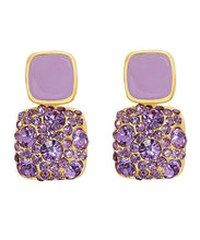 Load image into Gallery viewer, Beautiful Purple Metal Gem Stone Stud Earrings