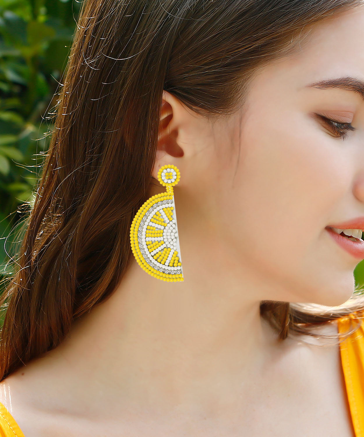 Beautiful Yellow Hand Woven Rice Ball Lemon Drop Earrings