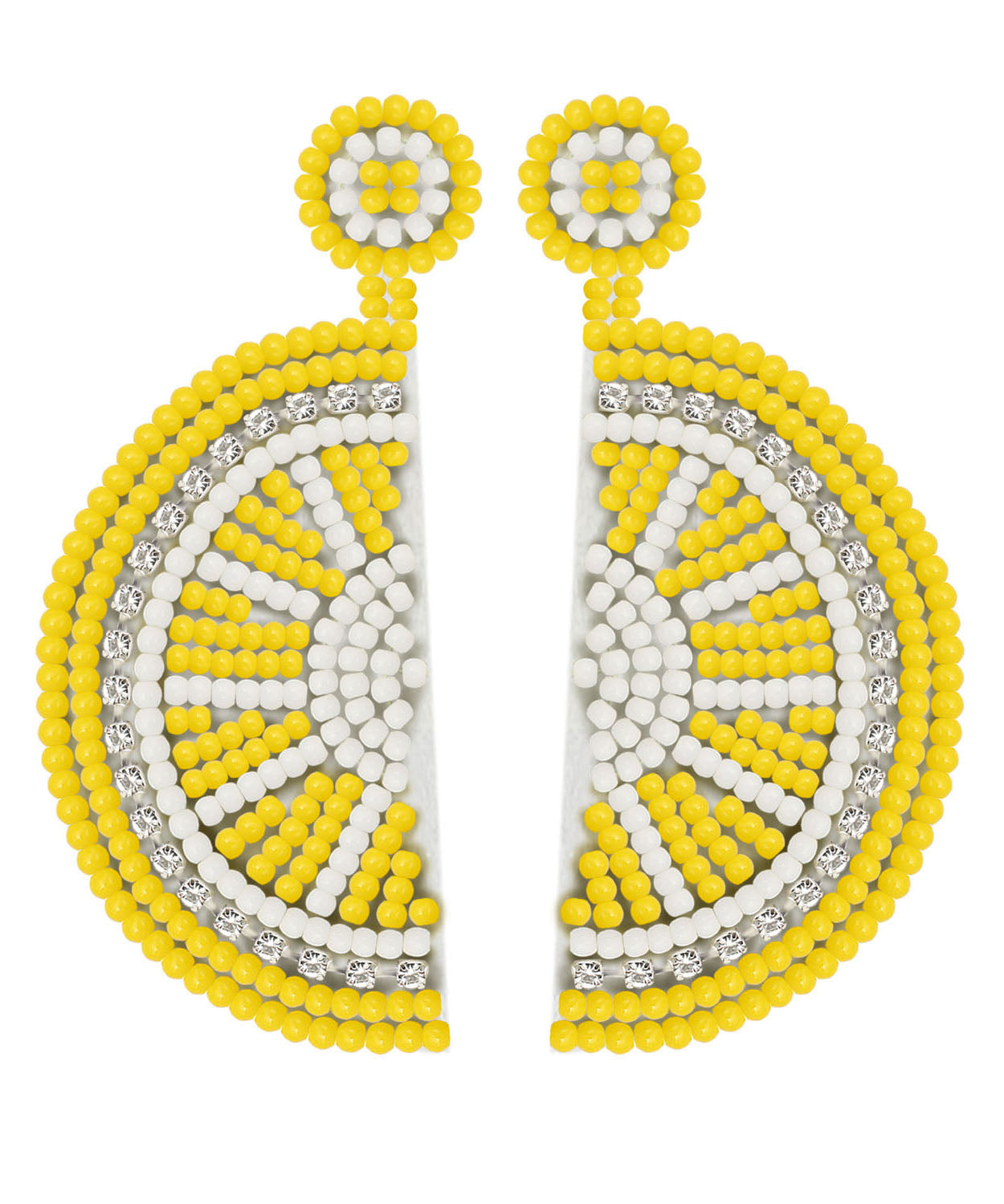 Beautiful Yellow Hand Woven Rice Ball Lemon Drop Earrings