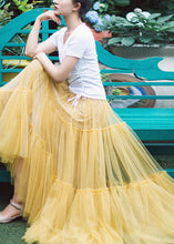 Load image into Gallery viewer, Beautiful Yellow Ruffled Patchwork tulle Skirts Spring