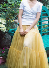 Load image into Gallery viewer, Beautiful Yellow Ruffled Patchwork tulle Skirts Spring