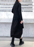 Beautiful black print Cotton skirt pockets short Dress