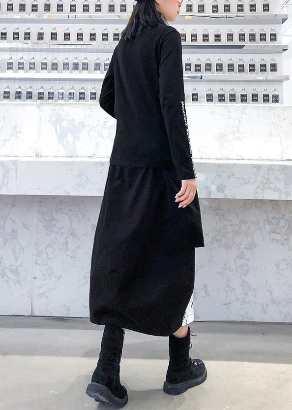 Beautiful black print Cotton skirt pockets short Dress