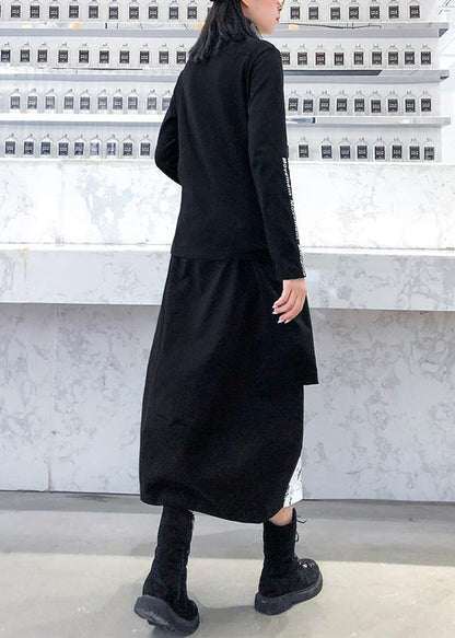 Beautiful black print Cotton skirt pockets short Dress