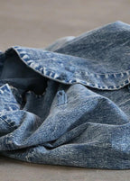 Beautiful cotton dress Fashion Retro Solid Color Frog Denim Blue Loose Dress