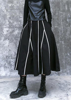 Beautiful high waist cotton asymmetric striped Long Shirts design black long Dresses