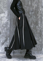 Beautiful high waist cotton asymmetric striped Long Shirts design black long Dresses
