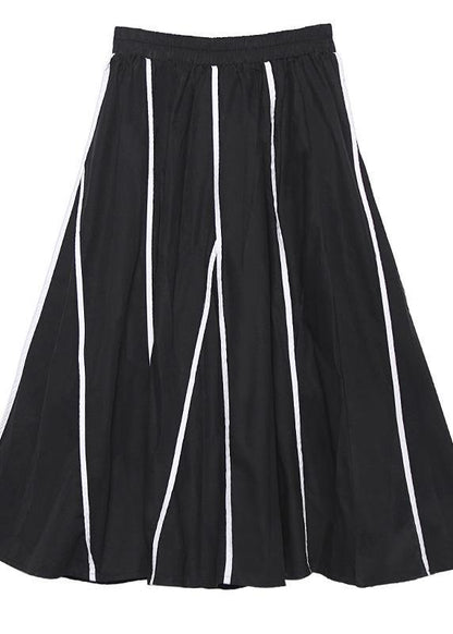 Beautiful high waist cotton asymmetric striped Long Shirts design black long Dresses