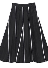 Load image into Gallery viewer, Beautiful high waist cotton asymmetric striped Long Shirts design black long Dresses