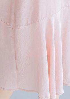 Beautiful lapel Ruffles dress for women Tutorials light pink Dresses