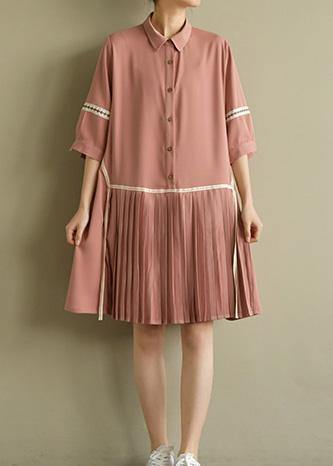 Beautiful lapel Cinched chiffon Indian Wardrobes pink tops Summer