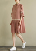 Beautiful lapel Cinched chiffon Indian Wardrobes pink tops Summer
