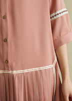 Beautiful lapel Cinched chiffon Indian Wardrobes pink tops Summer