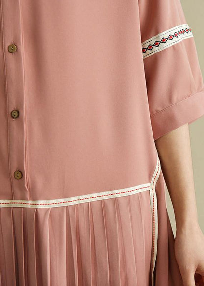 Beautiful lapel Cinched chiffon Indian Wardrobes pink tops Summer