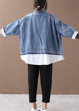 Load image into Gallery viewer, Beautiful stand collar zippered Fine crane coats denim blue Art women coats