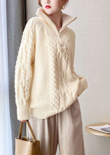 Load image into Gallery viewer, Beige thick Knit Sweater Tops Turtle Neck Spring