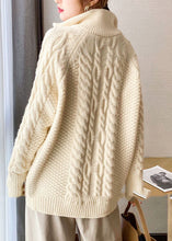 Load image into Gallery viewer, Beige thick Knit Sweater Tops Turtle Neck Spring