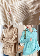 Load image into Gallery viewer, Beige thick Knit Sweater Tops Turtle Neck Spring