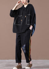 Load image into Gallery viewer, Black Denim StitChing Embroidery Casual Suit