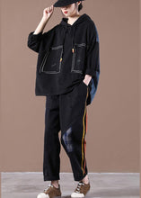 Load image into Gallery viewer, Black Denim StitChing Embroidery Casual Suit