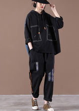 Load image into Gallery viewer, Black Denim StitChing Embroidery Casual Suit