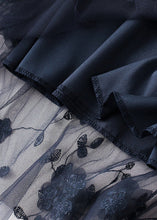 Load image into Gallery viewer, Black Embroideried Floral Elastic Waist Tulle A Line Skirts Spring