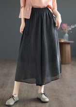 Load image into Gallery viewer, Black Patchwork Cotton Crop Wide Leg Pants Elastic Waist Summer