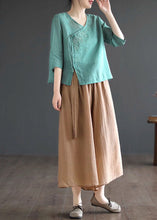 Load image into Gallery viewer, Black Patchwork Cotton Crop Wide Leg Pants Elastic Waist Summer