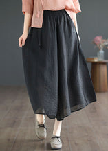 Load image into Gallery viewer, Black Patchwork Cotton Crop Wide Leg Pants Elastic Waist Summer