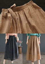 Load image into Gallery viewer, Black Patchwork Cotton Crop Wide Leg Pants Elastic Waist Summer