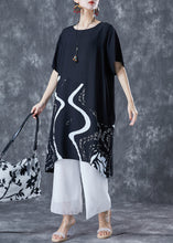 Load image into Gallery viewer, Black Patchwork Cotton Holiday Dress Oversized Print Summer