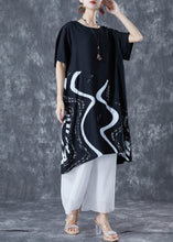 Load image into Gallery viewer, Black Patchwork Cotton Holiday Dress Oversized Print Summer