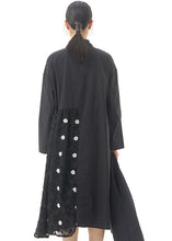 Load image into Gallery viewer, Black Patchwork Cotton Shirts Dresses Peter Pan Collar Spring