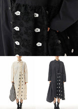 Load image into Gallery viewer, Black Patchwork Cotton Shirts Dresses Peter Pan Collar Spring