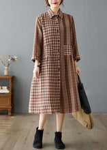 Load image into Gallery viewer, Black Plaid Button Cotton Dress Asymmetrical Spring
