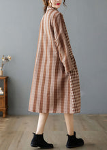 Load image into Gallery viewer, Black Plaid Button Cotton Dress Asymmetrical Spring