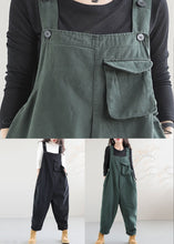 Load image into Gallery viewer, Black Pockets Patchwork Cotton Jumpsuit Button Spring