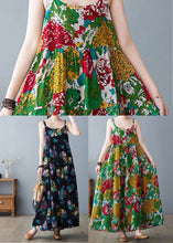 Load image into Gallery viewer, Black Print Cotton Spaghetti Strap Dress Exra Large Hem Summer
