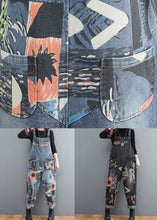 Load image into Gallery viewer, Black Print Patchwork Denim Jumpsuits Pockets Spring