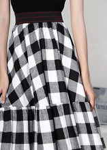 Load image into Gallery viewer, Black White Plaid Patchwork High Waist A Line Summer Skirts Cotton