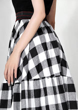 Load image into Gallery viewer, Black White Plaid Patchwork High Waist A Line Summer Skirts Cotton