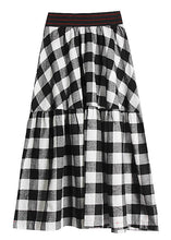 Load image into Gallery viewer, Black White Plaid Patchwork High Waist A Line Summer Skirts Cotton