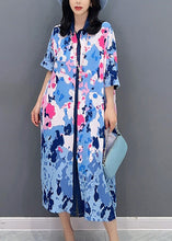 Load image into Gallery viewer, Blue Peter Pan Collar Maxi Shirts Dresses Short Sleeve