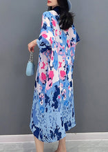 Load image into Gallery viewer, Blue Peter Pan Collar Maxi Shirts Dresses Short Sleeve