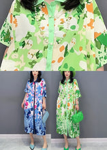 Load image into Gallery viewer, Blue Peter Pan Collar Maxi Shirts Dresses Short Sleeve