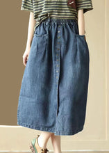 Load image into Gallery viewer, Blue Pockets Patchwork Denim Skirts Wrinkled Elastic Waist Summer