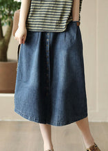 Load image into Gallery viewer, Blue Pockets Patchwork Denim Skirts Wrinkled Elastic Waist Summer